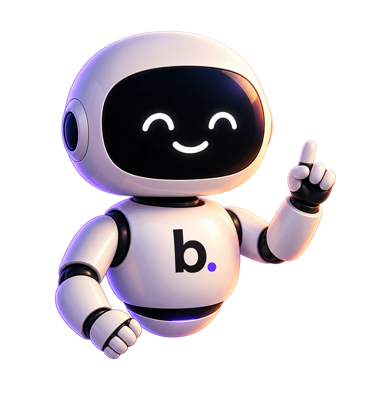 Bahala Bot pointing up toward the call to action